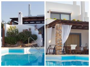 two pictures of a house and a swimming pool at Villa Blue Island in Artemida