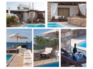 a collage of photos of a villa and a pool at Villa Blue Island in Artemida