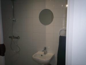 een badkamer met een wastafel en een douche bij L'Espaviot aux portes du Puy en Velay in Espaly-Saint-Marcel