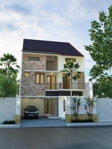 a rendering of a house with a car in front at MY Rooms Stay n Dine in Surabaya