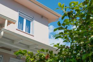 a window on the side of a house with a tree at Villa Roula in Koinyra