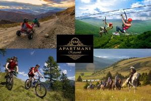 a collage of pictures of people riding bikes and animals at SM Apartments Kopaonik in Kopaonik