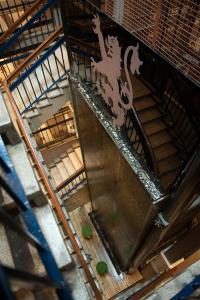 an overhead view of a spiral staircase in a building at ABode Glasgow in Glasgow