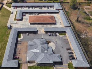 A bird's-eye view of The Shades Motel