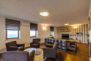 a living room with couches and chairs and a television at Apartments Villa Sonja in Matulji