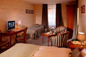 TV a/nebo společenská místnost v ubytování Hotel Restaurant L'Ami Fritz