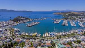 an aerial view of a harbor with boats in the water at Costa Maya Bodrum in Bodrum City