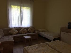Televízia a/alebo spoločenská miestnosť v ubytovaní Pálma Apartmanház Siófok