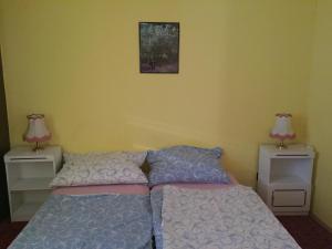 Posteľ alebo postele v izbe v ubytovaní Pálma Apartmanház Siófok
