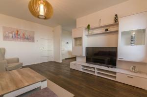 マトゥリにあるApartments Villa Sonjaの大きなテレビとソファのあるリビングルーム