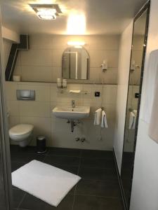 a bathroom with a sink and a toilet at Hotel Friedrich in Hachenburg +48 photos