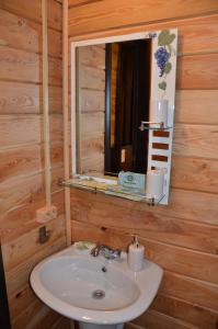 a bathroom with a sink and a mirror at Hotel Zolotye Peski in Ust'-Muny