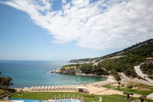 a view of a body of water from a hill at Thassos Grand Resort in Alyki