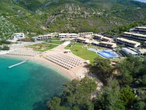 an aerial view of a resort on the beach at Thassos Grand Resort in Alyki