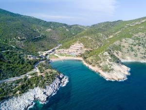 an aerial view of a beach and the ocean at Thassos Grand Resort in Alyki