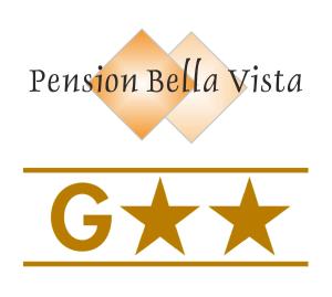 En logo, et sertifikat eller et firmaskilt på Pension Bella Vista