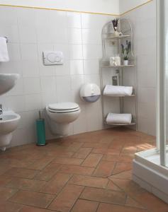 Appartamenti Il Criollo في سان جيمنيانو: حمام مع مرحاض ومغسلة