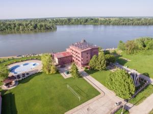 an aerial view of the lodge on the lake at Prestige Hotel in Belene