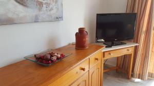 Televízia a/alebo spoločenská miestnosť v ubytovaní Apartamentos Saturnos