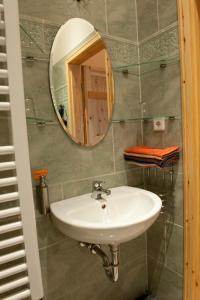 un baño con lavabo y espejo en Excellent Apartments Kreuzberg, en Berlín