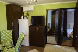 Televízia a/alebo spoločenská miestnosť v ubytovaní Mesteri Apartman