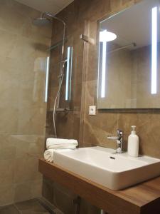 馬丁的住宿－維多利亞酒店，一间带水槽和镜子的浴室