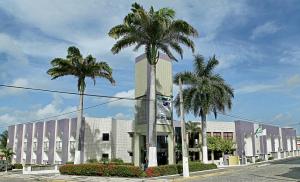 een gebouw met palmbomen ervoor bij Hotel Costa do Atlantico in Natal