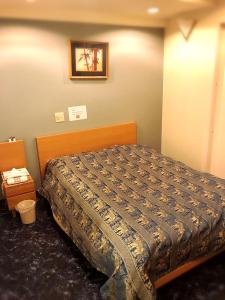 1 dormitorio con 1 cama y una foto en la pared en Hotel Maganda (Adult Only) en Osaka