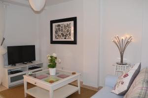 salon z kanapą i telewizorem w obiekcie Albatros Playa 2 - 9408 w mieście Mar de Cristal