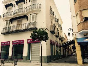 een boom voor een gebouw bij Apartamentos Doñana in Sanlúcar de Barrameda