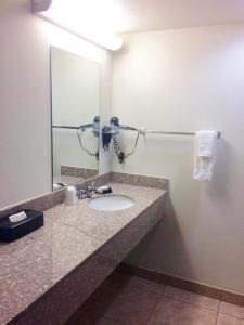 a bathroom with a sink and a mirror at Crystal Springs Inn and Suites in Towanda