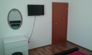 Televízia a/alebo spoločenská miestnosť v ubytovaní Apartmani Jukic