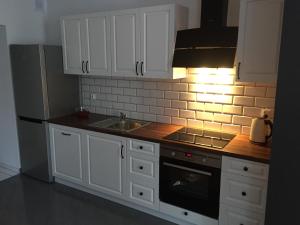 Kuchyňa alebo kuchynka v ubytovaní Apartamenty Blisko Plaży Podczele