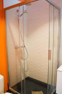 a shower with a glass door in a bathroom at Appartements de Jeanne in Lille