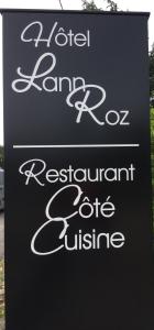 a sign for a hotel room androc restaurant cafe cuisine at Hotel-Restaurant Lann Roz / Côte Cuisine in Carnac