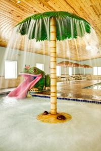 a theme park with a palm tree on a ride at Med City Inn & Suites Rochester Mayo Clinic Area in Rochester