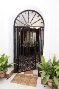 an iron gate in a room with plants at Boutique house LujoPobre in Montilla