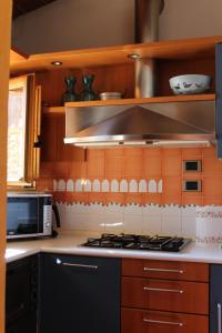 a kitchen with a stove and a microwave at Appartamento Ernesto in Pistoia +15 photos