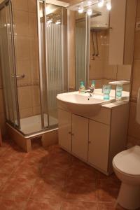 łazienka z umywalką, prysznicem i toaletą w obiekcie Apartment Stiniva w Hvarze