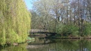 a bridge over a river in a park at B&B Aan het Park Eindhoven in Eindhoven