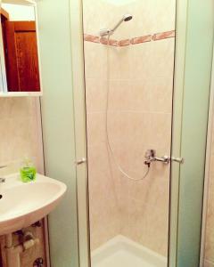 a bathroom with a shower and a sink at Apartment Emanuela in Rovinjsko Selo