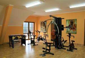 un gimnasio con varios equipos de ejercicio en una habitación en Dom na Białej Dolinie en Szklarska Poręba