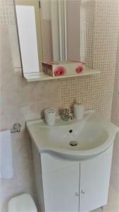 ガラトーネにあるVilla Annalaura Galatoneのバスルーム(洗面台、鏡、トイレ付)