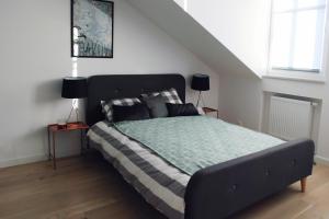 1 dormitorio con 1 cama grande en una habitación en Cracovia, en Cracovia