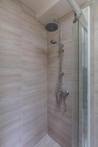 a shower with a shower head in a bathroom at Assas-Vavin Appartements in Paris
