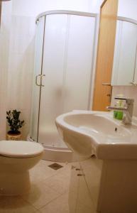 a bathroom with a toilet and a sink and a shower at Villa Violić in Zaton