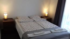 Posteľ alebo postele v izbe v ubytovaní Spa Apartamenty Lidzbark