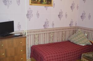 ヴィチャゼヴォにあるГостевой дом у Наталиのベッドルーム(ベッド1台、ドレッサー内のテレビ付)