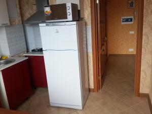 ソチにあるApartment on Volzhskaya 30/1の白い冷蔵庫(電子レンジ付)