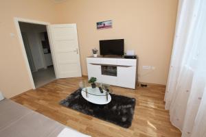 Televízia a/alebo spoločenská miestnosť v ubytovaní Apartman Seaside Paradise